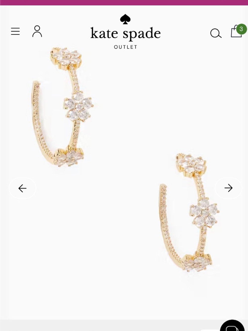 kate spade gold crystal floral open hoop earrings